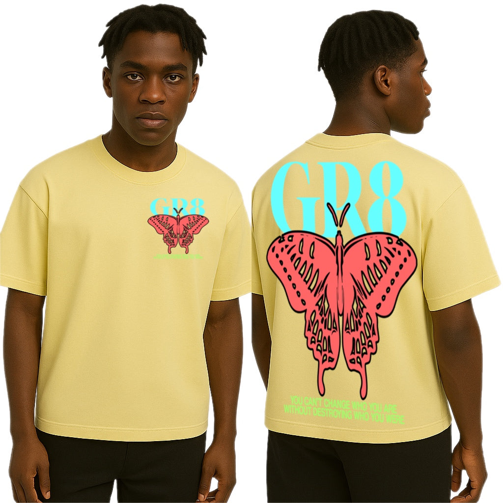 GR8 “Metamorphosis” Oversized Butterfly Tee - Light Yellow