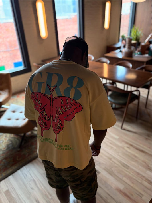 GR8 “Metamorphosis” Oversized Butterfly Tee - Light Yellow