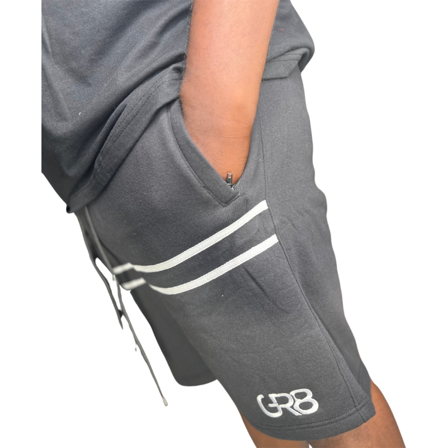 GR8 STRIPE SET SHORTS - BLACK/WHITE