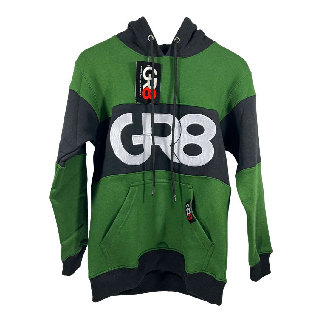 GR8 TRI-STRIPE HOODIE BLK/GREEN/WHITE - | GR8 Clothing Line