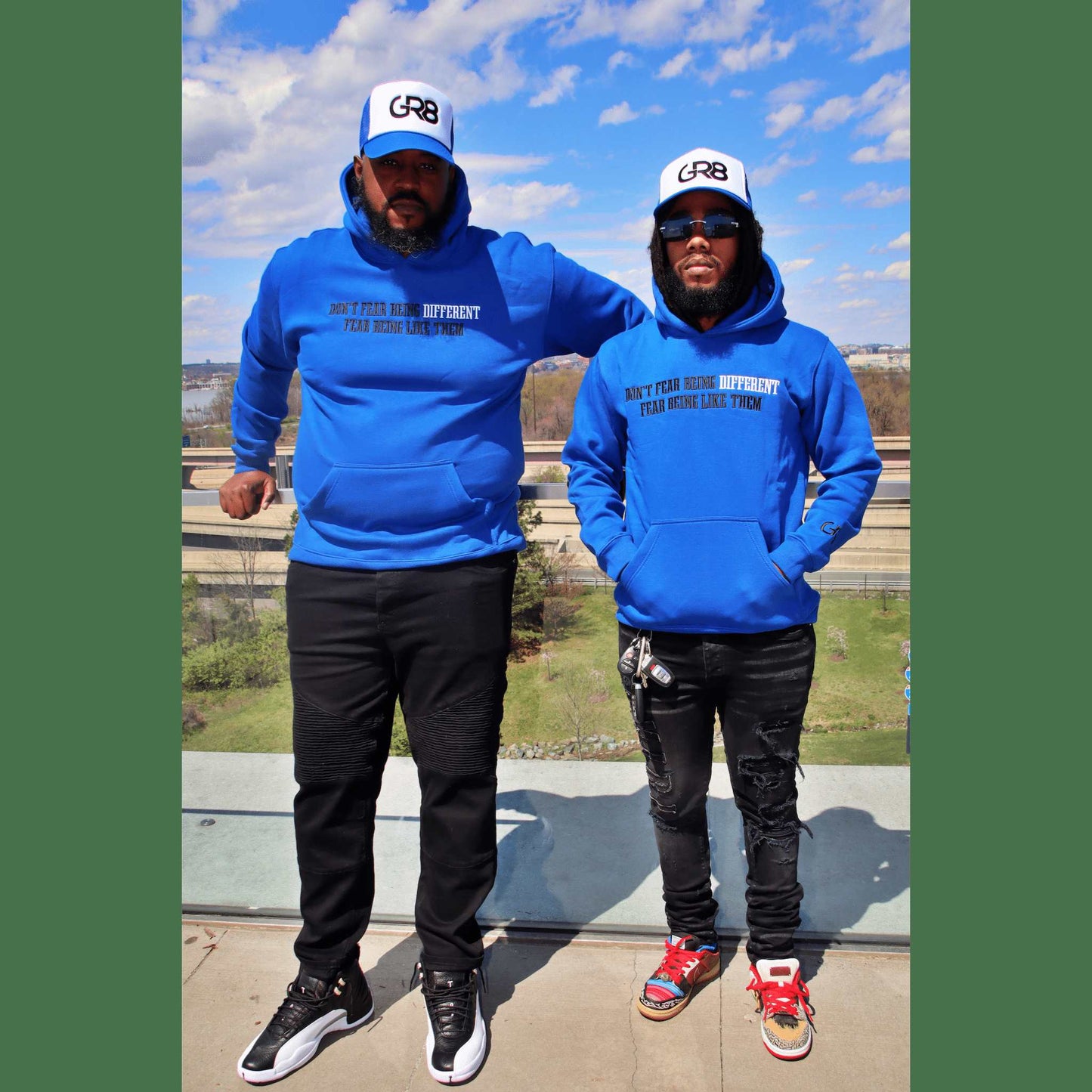 GR8 BE DIFFERENT HOODIE - BLUE/BLACK/WHITE | GR8 Clothing Line