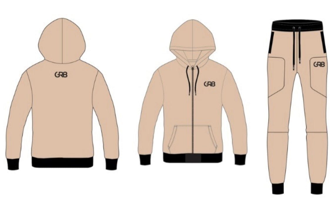 GR8 Zip-Up Sweatsuit - BEIGE/BLACK - | GR8 Clothing Line